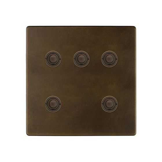 Soho Lighting Vintage Brass 5 Gang 6A 2 Way Push Button Switch