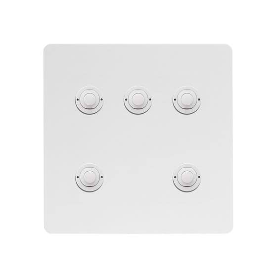 Soho Lighting White Metal 5 Gang 6A 2 Way Retractive Push Button Switch