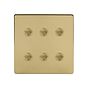 Soho Lighting Brushed Brass 6 Gang 6A 2 Way Retractive Push Button Switch