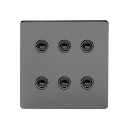 Soho Lighting Black Nickel 6 Gang 6A 2 Way Retractive Push Button Switch