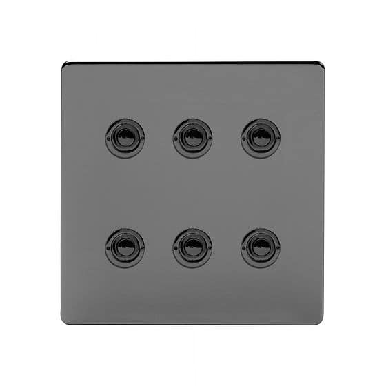 Soho Lighting Black Nickel 6 Gang 6A 2 Way Retractive Push Button Switch