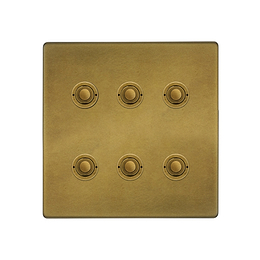 Soho Lighting Old Brass 6 Gang 6A 2 Way Push Button Switch