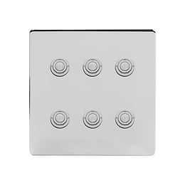 Soho Lighting Polished Chrome 6 Gang 6A 2 Way Retractive Push Button Switch