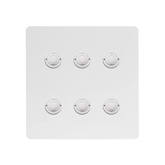 Soho Lighting White Metal 6 Gang 6A 2 Way Retractive Push Button Switch