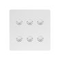 Soho Lighting White Metal 6 Gang 6A 2 Way Retractive Push Button Switch