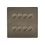 Soho Lighting Antique Brass 8 Gang 6A 2 Way Retractive Push Button Switch