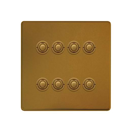 Soho Lighting Antique Gold 8 Gang 6A 2 Way Retractive Push Button Switch
