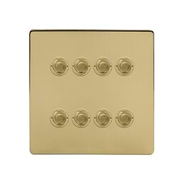 Soho Lighting Brushed Brass 8 Gang 6A 2 Way Retractive Push Button Switch