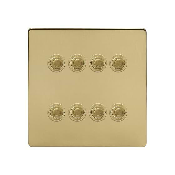 Soho Lighting Brushed Brass 8 Gang 6A 2 Way Retractive Push Button Switch