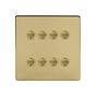 Soho Lighting Brushed Brass 8 Gang 6A 2 Way Retractive Push Button Switch