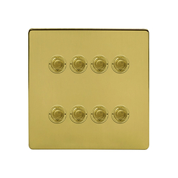 Soho Lighting Brushed Brass 8 Gang 6A 2 Way Retractive Push Button Switch