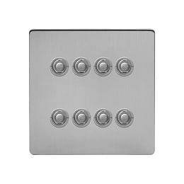 Soho Lighting Brushed Chrome 8 Gang 6A 2 Way Retractive Push Button Switch