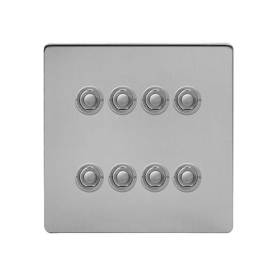Soho Lighting Brushed Chrome 8 Gang 6A 2 Way Retractive Push Button Switch