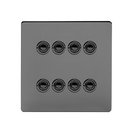 Soho Lighting Black Nickel 8 Gang 6A 2 Way Retractive Push Button Switch