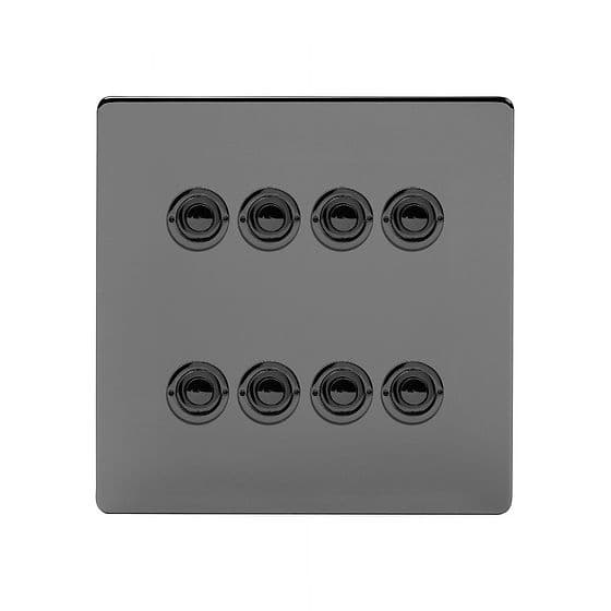 Soho Lighting Black Nickel 8 Gang 6A 2 Way Retractive Push Button Switch
