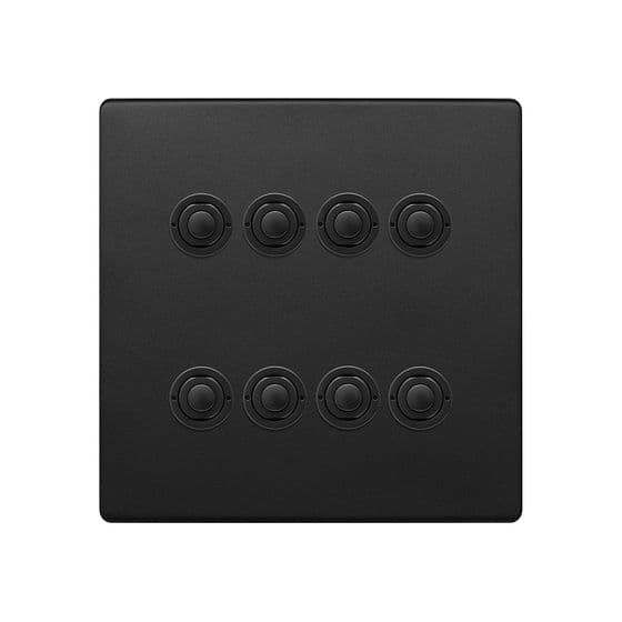 Soho Lighting Matt Black 8 Gang 6A 2 Way Retractive Push Button Switch