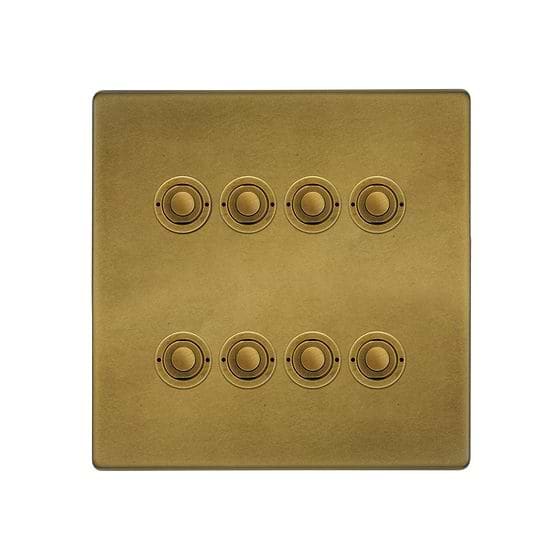 Soho Lighting Old Brass 8 Gang 6A 2 Way Retractive Push Button Switch
