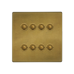 Soho Lighting Old Brass 8 Gang 6A 2 Way Push Button Switch