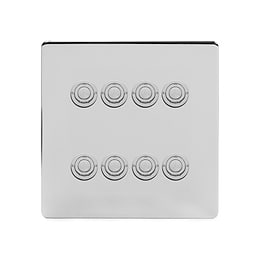 Soho Lighting Polished Chrome 8 Gang 6A 2 Way Retractive Push Button Switch