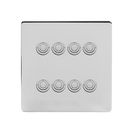 Soho Lighting Polished Chrome 8 Gang 6A 2 Way Retractive Push Button Switch
