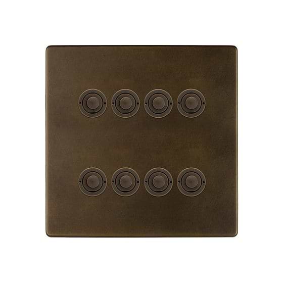 Soho Lighting Vintage Brass 8 Gang 6A 2 Way Push Button Switch