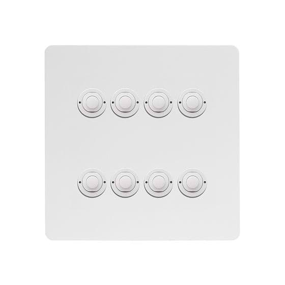 Soho Lighting White Metal 8 Gang 6A 2 Way Retractive Push Button Switch