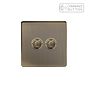 Soho Lighting Antique Brass 2 Gang 6A Push Button Dimmer Switch