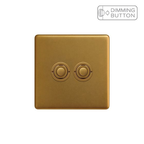 Soho Lighting Antique Gold 2 Gang 6A Push Button Dimmer Switch
