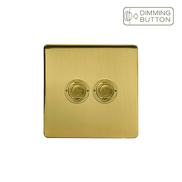 Soho Lighting Brushed Brass 2 Gang 6A Push Button Dimmer Switch