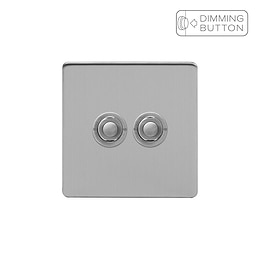 Soho Lighting Brushed Chrome 2 Gang 6A Push Button Dimmer Switch