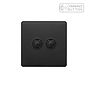 Soho Lighting Matt Black 2 Gang 6A Push Button Dimmer Switch