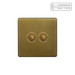 Soho Lighting Old Brass 2 Gang 6A Push Button Dimmer Switch