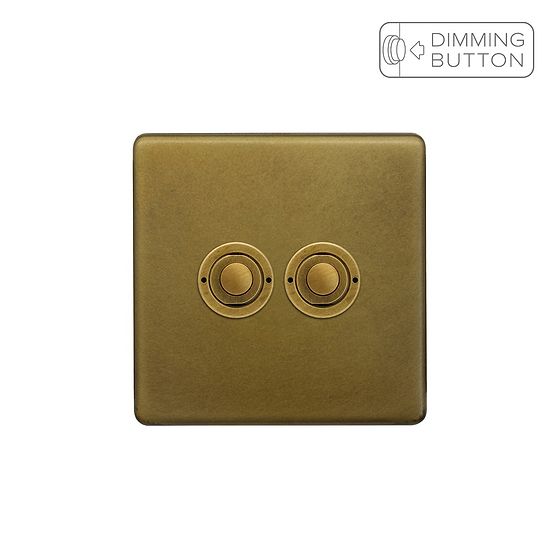 Soho Lighting Old Brass 2 Gang 6A Push Button Dimmer Switch