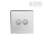 Soho Lighting Polished Chrome 2 Gang 6A Push Button Dimmer Switch