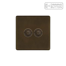 Soho Lighting Vintage Brass 2 Gang 6A Push Button Dimmer Switch