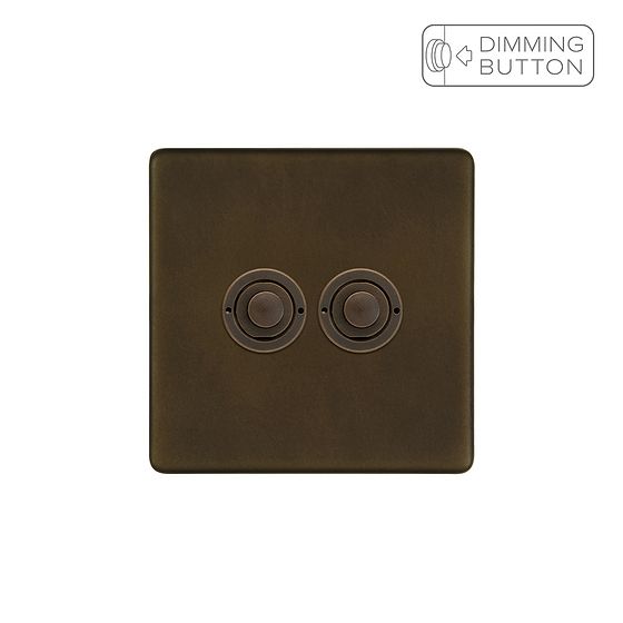 Soho Lighting Vintage Brass 2 Gang 6A Push Button Dimmer Switch