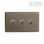 Soho Lighting Antique Brass 3 Gang 6A Push Button Dimmer Switch