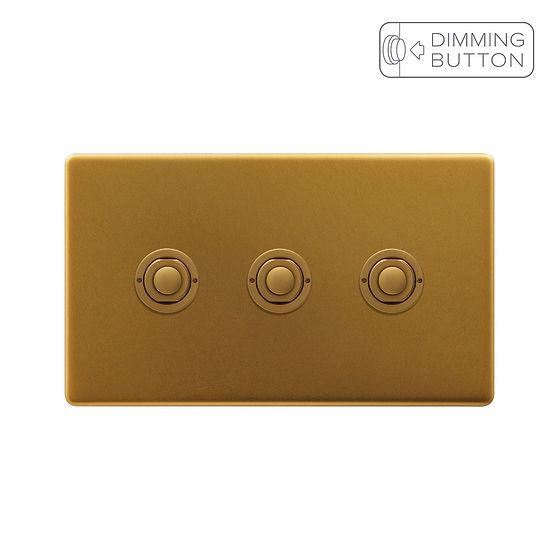 Soho Lighting Antique Gold 3 Gang 6A Push Button Dimmer Switch