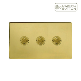 Soho Lighting Brushed Brass 3 Gang 6A Push Button Dimmer Switch