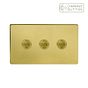 Soho Lighting Brushed Brass 3 Gang 6A Push Button Dimmer Switch