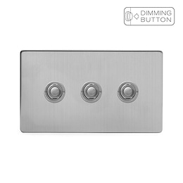 Soho Lighting Brushed Chrome 3 Gang 6A Push Button Dimmer Switch