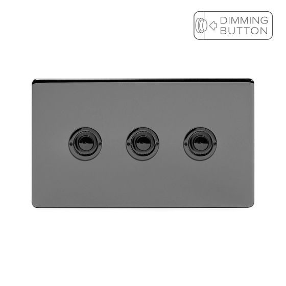 Soho Lighting Black Nickel 3 Gang 6A Push Button Dimmer Switch