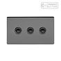 Soho Lighting Black Nickel 3 Gang 6A Push Button Dimmer Switch