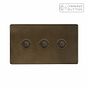 Soho Lighting Vintage Brass 3 Gang 6A Push Button Dimmer Switch