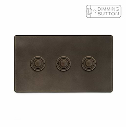 Soho Lighting Vintage Brass 3 Gang 6A Push Button Dimmer Switch