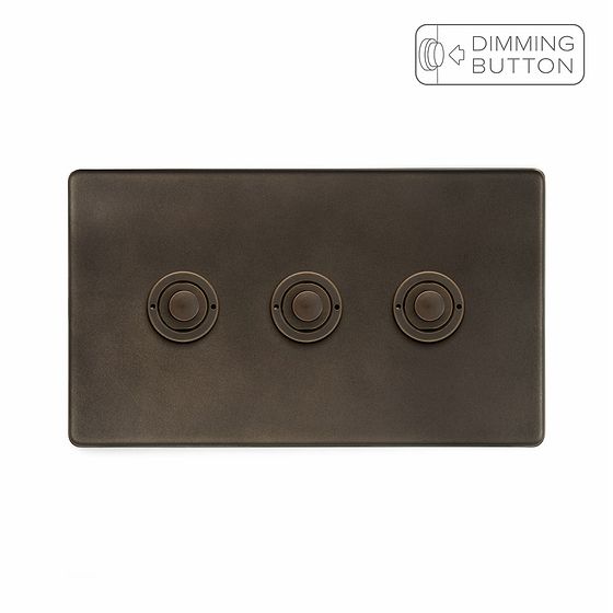 Soho Lighting Vintage Brass 3 Gang 6A Push Button Dimmer Switch