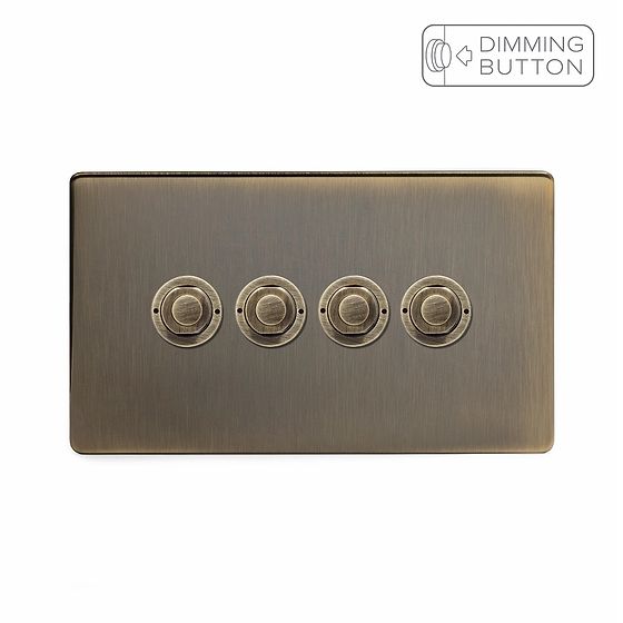 Soho Lighting Antique Brass 4 Gang 6A Push Button Dimmer Switch