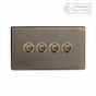Soho Lighting Antique Brass 4 Gang 6A Push Button Dimmer Switch