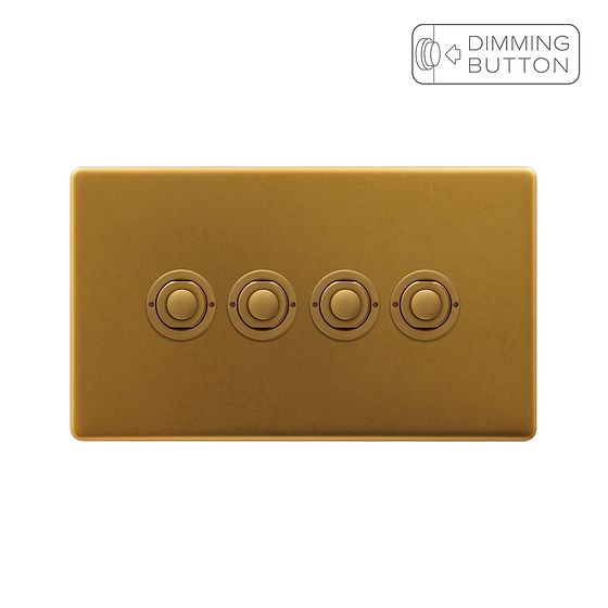 Soho Lighting Antique Gold 4 Gang 6A Push Button Dimmer Switch