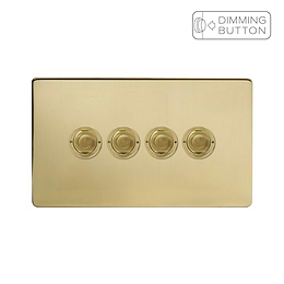 Soho Lighting Brushed Brass 4 Gang 6A Push Button Dimmer Switch